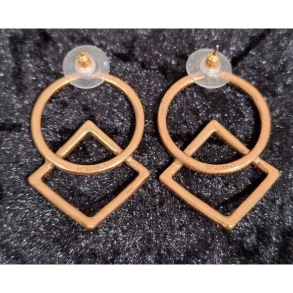 J. Crew Gold Tone Pave' Crystal Circle and Square Earring and Necklace Set-Excel - Picture 5 of 5